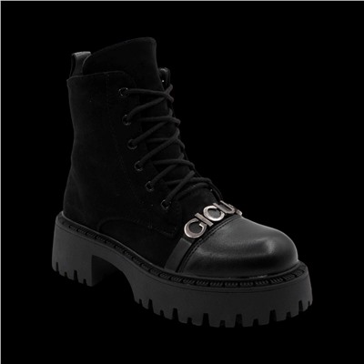 Ботинки на меху F16-3R черные