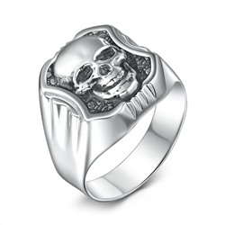 Печатка из чернёного серебра - Череп К-118