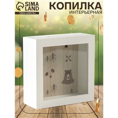 Интерьерная копилка для купюр и монет «Лесные звери», дерево, 6.5×16×16 см