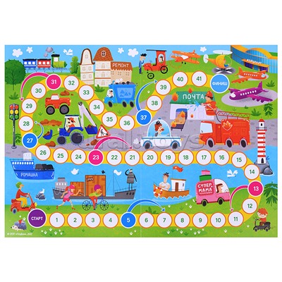 Игра-ходилка с фишками для малышей 2в1. Транспорт+Юный пешеход.
