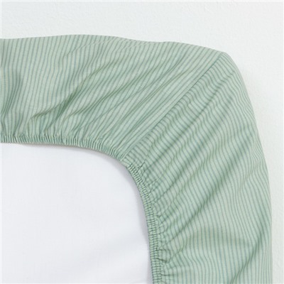 Простыня на резинке 1.5-спальная «Этель», 140×200+25 см, мятная, поплин