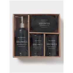 Аксессуары для ванной «Лофт», 4 предмета, мыльница, дозатор для мыла 420 мл, 2 стакана, чёрные