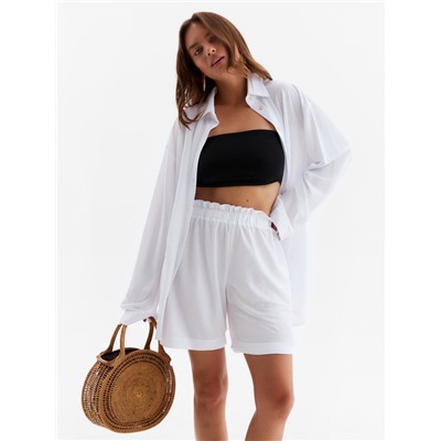 Костюм женский (рубашка, шорты) MINAKU, белый, размер 50