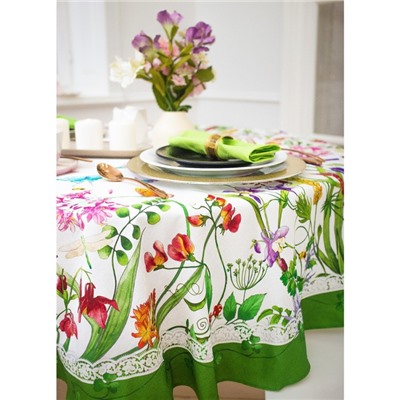 Скатерть «Этель. Луговые цветы» d=150 см, 100% хлопок, саржа 190 г/м²