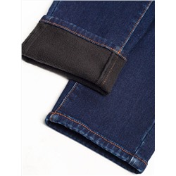 Джинсы mom-fit из эластичного денима на флисе