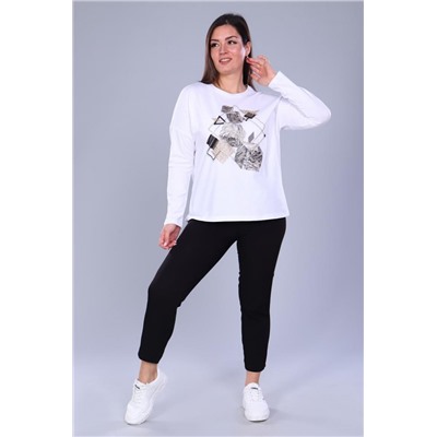 Футболка 55038 с дл.рукавом (Белый)