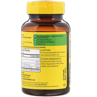 Nature Made, Vitamin C, 500 mg, 60 Softgels