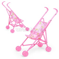 Коляска кукольная (складная, прогулочная с капюшоном, розовая) в пакете