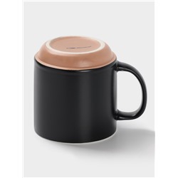 Кружка Доляна Be happy, 420 мл, 12×9×10 см, фарфор, чёрная