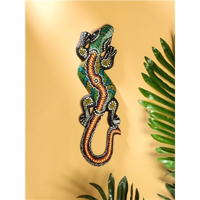 Панно «Геккон цветная абстракция», 30 см, дерево, МИКС