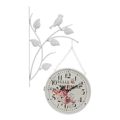 УЦЕНКА Часы настенные интерьерные «Птичка на ветке», двусторонние, на подвесе, d=23 см, от батареек 2хАА