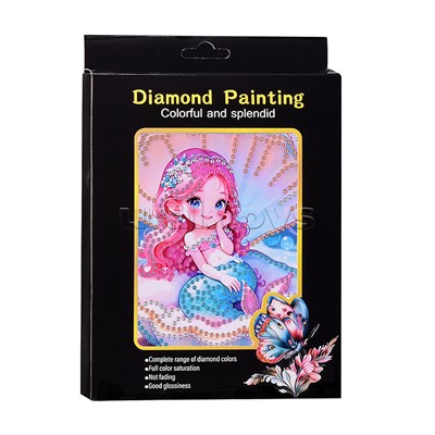 Мозаика алмазная "Русалочка в ракушке" 15*20см