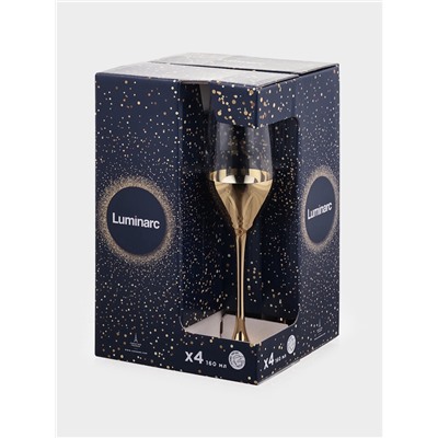Бокалы для шампанского Luminarc «Электрическое золото», 160 мл, 4 шт., стекло, золотистые