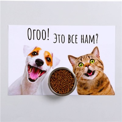 Коврик под миску «Пижон» 43×28 см «Ого! Это всё нам?»
