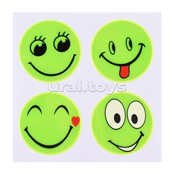 Наклейки световозвращающие "SAFE MODE Smile" ПВХ, 50x50 мм, 4 шт, цвет желтый