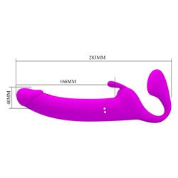 Лиловый безремневой страпон с вибрацией Zanini