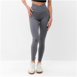 Легинсы спортивные с фактурной резинкой женские MINAKU, графит, размер 42