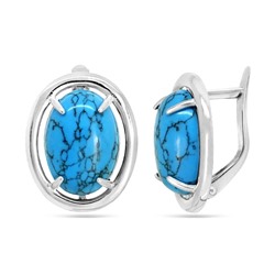 Серьги из серебра бирюза пресс., СПН2054