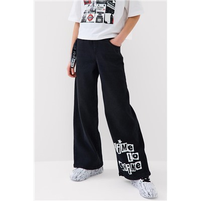 Брюки текстильные джинсовые для девочек PLAYTODAY, 1240611