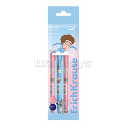 Набор из 4 ручек шариковых Stick&Grip Приключения Пети и Волка для девочки 0.7, цвет чернил синий (в пакете)