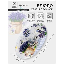 Блюдо стеклянное сервировочное овальное Доляна «Лаванда», 24.5×15 см
