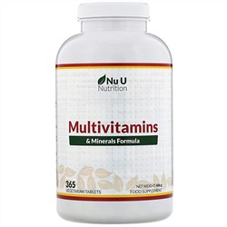 Nu U Nutrition, Мультивитаминно-минеральный комплекс, 365 таблеток растительного происхождения