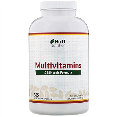 Nu U Nutrition, Мультивитаминно-минеральный комплекс, 365 таблеток растительного происхождения