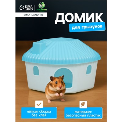 Домик для грызунов угловой, 11.4×10.7×10.7 см, голубой