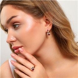 Комплект ювелирной бижутерии коллекция "Дубай" серьги и кольцо 17 р, покрытие позолота, вставка: фианиты, цвет: красный, арт.213.936-17