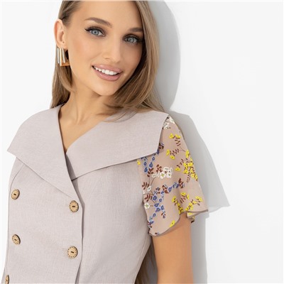 Костюм с юбкой комбинированный, Сияние уверенности ( 2 в 1, бежевый)