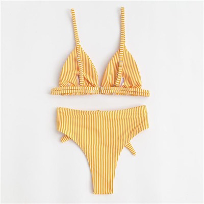 Купальник женский раздельный MINAKU «Stripe», размер 42, цвет желтый
