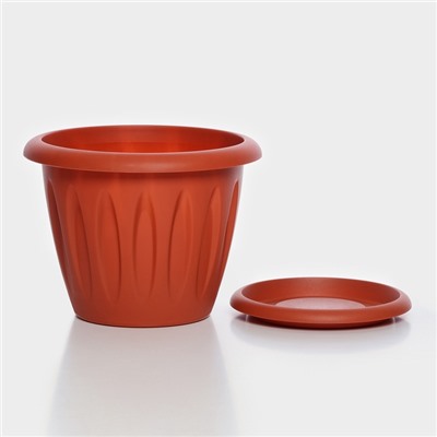 Горшок для цветов с поддоном «Фелиция», 3.6 л, d=22.5 см, h=17.2 см, пластиковый, терракотовый