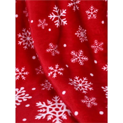 Плед флисовый 150х200 см Красный со снежинками / GP611-5 /уп 20/100/ 696143 новогодний
