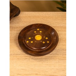 Подставка под благовония круглая «Звёзды», 12.5×12.5×2 см, дерево шишам
