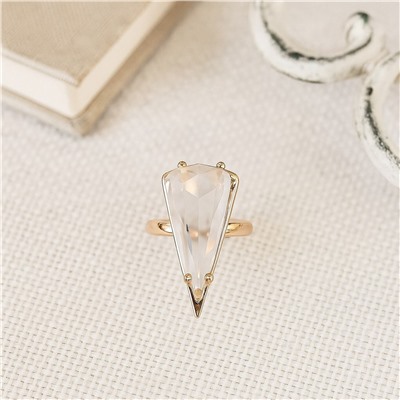 Кольцо 18 р ювелирная бижутерия коллекция "Дубай", покрытие позолота, вставка: стекло, цвет: прозрачный, арт.007.064-18