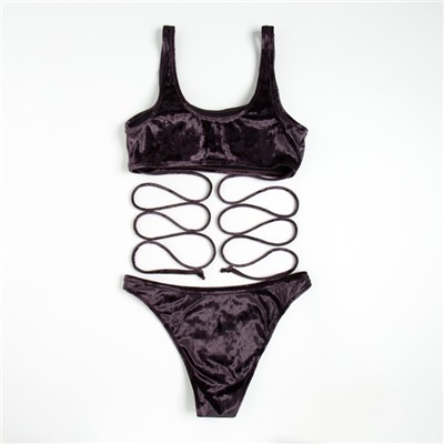 Купальник раздельный с завязками женский MINAKU, фиолетовый, размер 48