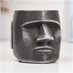 Декоративное кашпо для цветов «Истукан моаи», 100 мл, h=10 см, гипс, серое