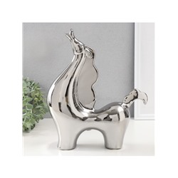Фигурка керамика «Гордый конь», серебро, 7.5×26×31 см