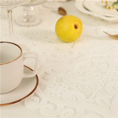 Дорожка на стол Этель ажурная, белая, 40×90 см, 100%п/э