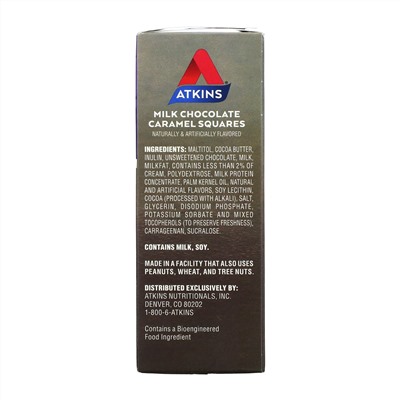 Atkins, Milk Chocolate Caramel Squares, 15 Pieces, 0.41 oz (11.5 g) Each