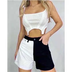 Шорты джинсовые 60128 (Черно-белый)