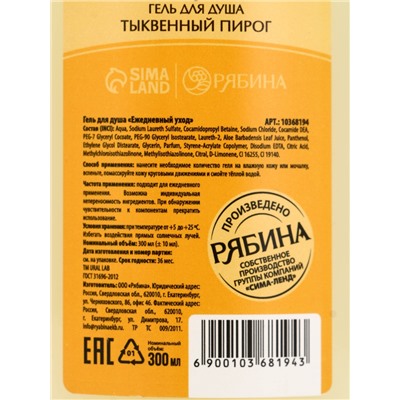 Гель для душа, 300 мл, аромат тыквенного пирога, URAL LAB