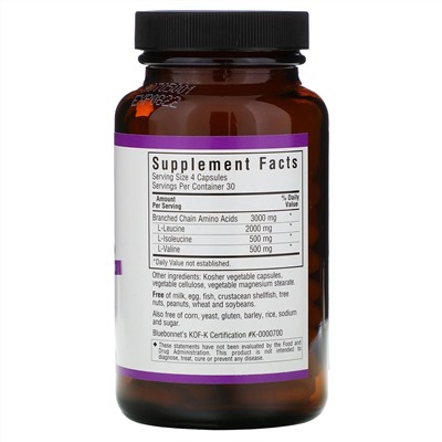 Bluebonnet Nutrition, BCAAs 4:1:1 Ratio, 120 Vegetable Capsules