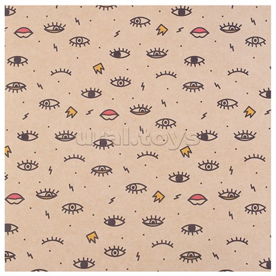 Упаковочная бумага крафт 70х100см "Гламурный рок" 70г/м2, ассорти 5 дизайнов