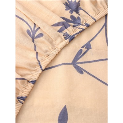 Простыня на резинке 2-спальная «Этель» Flowers (вид 1), 160×200+25 см, поплин