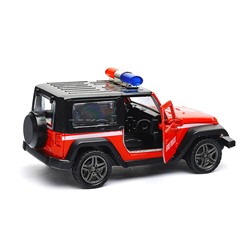 Красная инерционная служебная машинка Джип die-cast,1:32, открывающиеся двери