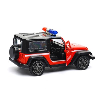 Красная инерционная служебная машинка Джип die-cast,1:32, открывающиеся двери