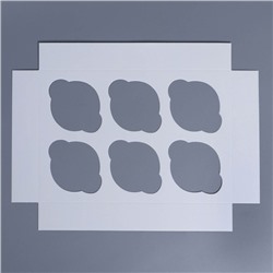 Коробка складная на 6 капкейков с окном «Поздравляю С Новым годом!», 25×17×10 см