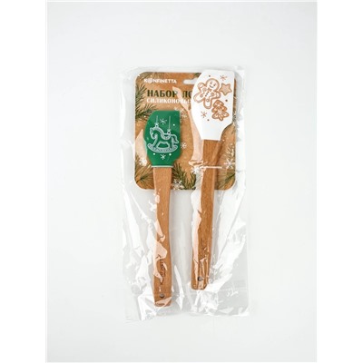 Лопатки силиконовые «Новогоднее чудо», 26×5 см, 23.3×4.3 см, 2 шт.