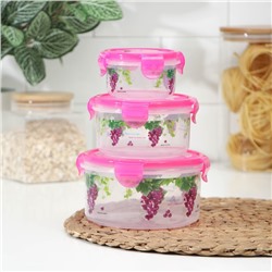 Набор контейнеров пластиковых «Виноград», 3 шт.: d=8.5; 11; 14 см, цвет МИКС